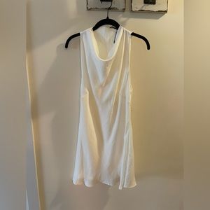 White, high neck, mini silky dress